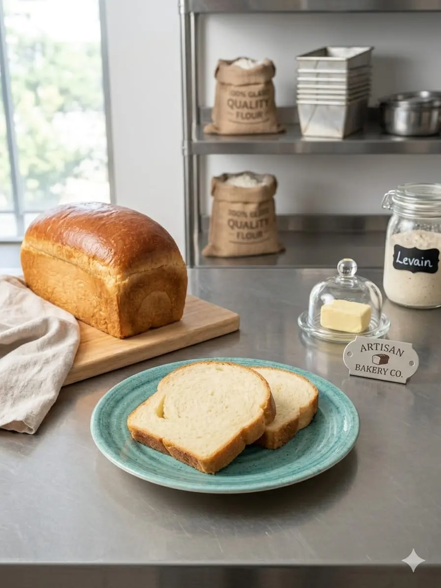 Pan de molde de masa madre con masa madre viva